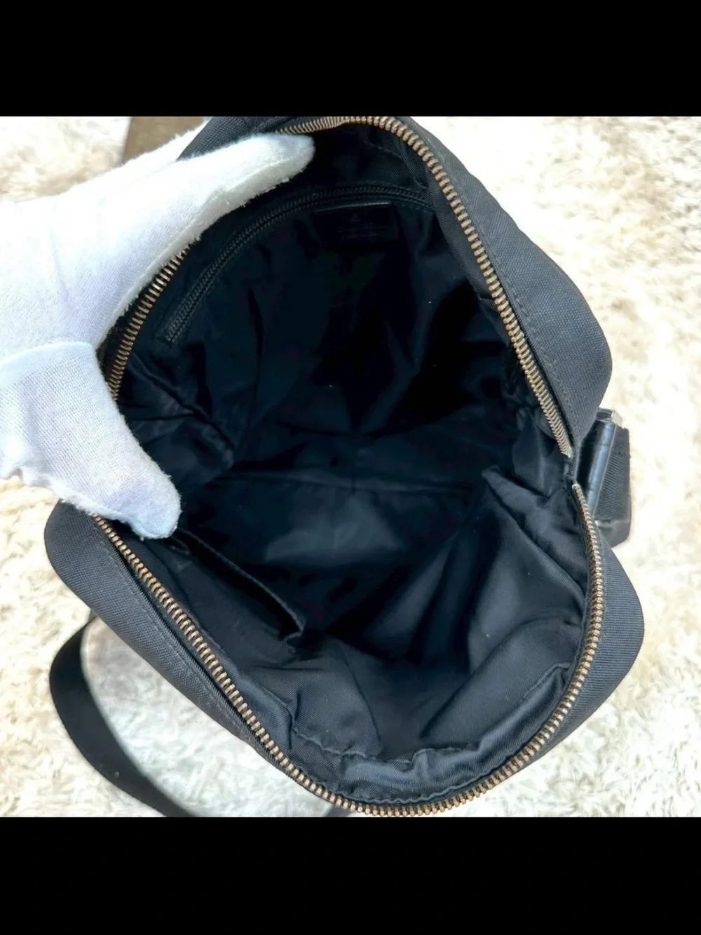 Gucci Black Nylon and Leather Messenger Bag